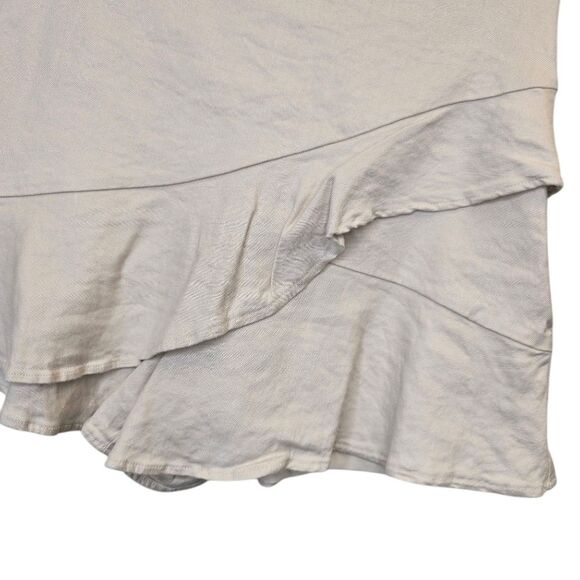 Express Women's 00 Solid Beige Faux Wrap Ruffle Skirt Skort Linen Blend - Picture 3 of 14